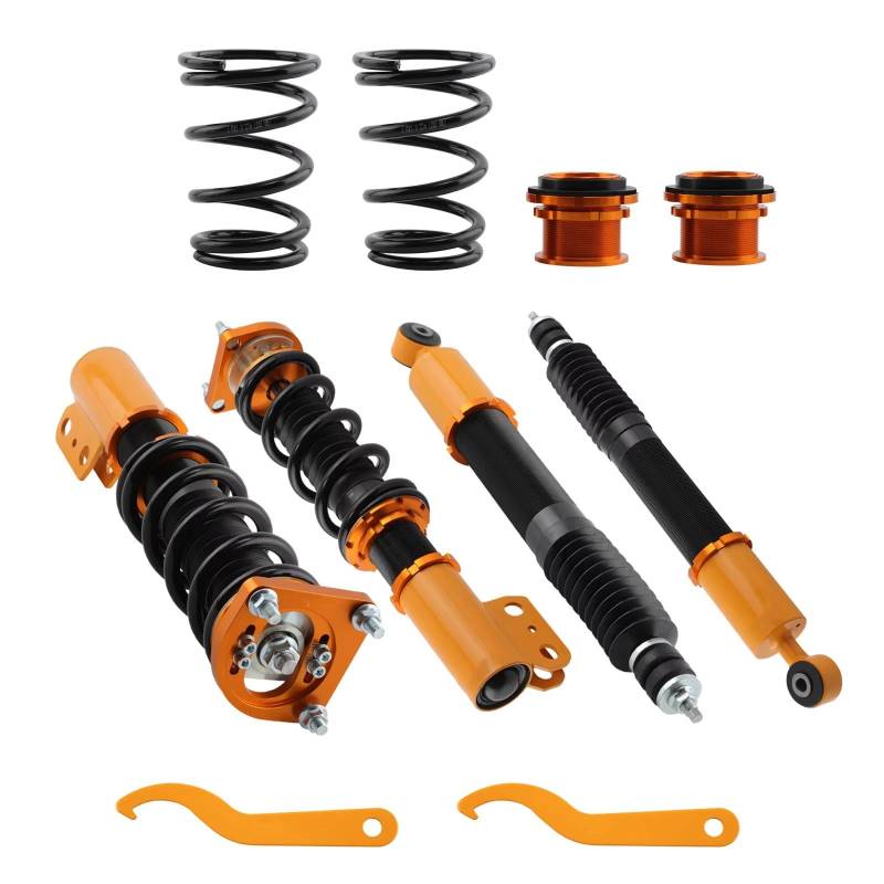 WOLWES Stoßdämpfer Set Kompatibel Mit Ford Für Mustang 4. Für Basis SN95 1994 1995 1996 1997 1998 1999 2000 2001 2002 2003 2004 Gewindefahrwerk Stoßfedern Kit Höhenverstellbar(Yellow) von WOLWES