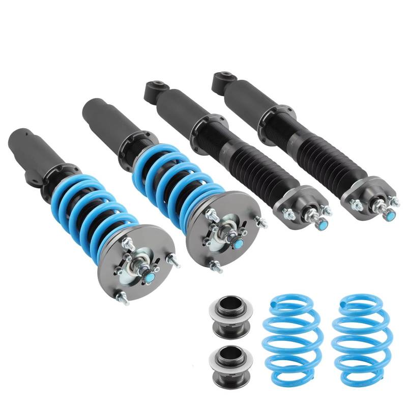 WOLWES Stoßdämpfer Set Kompatibel Mit Für 3er 318i 330i 325i 328i 318d 320d 320i 325i 330d E46 4-türige Limousine 1998–2005 24-Wege-Dämpfungs-Gewindefahrwerk-Stoßdämpfer-Set von WOLWES