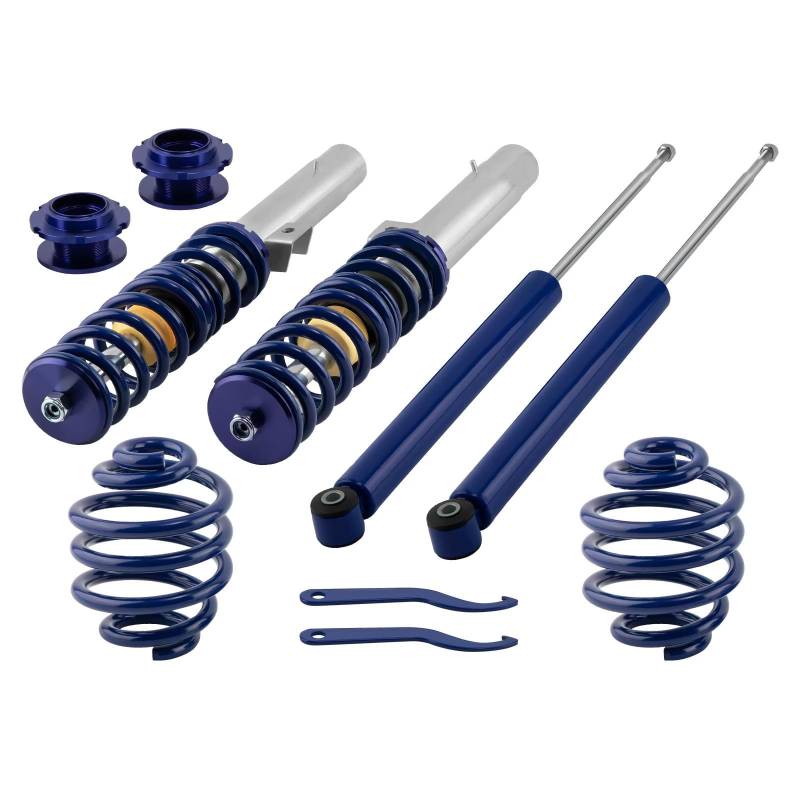 WOLWES Stoßdämpfer Set Kompatibel Mit Für 3er E46 2-türiges Coupé 1999–2006. Gewindefahrwerk, Stoßdämpfer, Gewindefahrwerk, Feder, Stoßdämpfer, Ersatz-Autoteile(Blue) von WOLWES