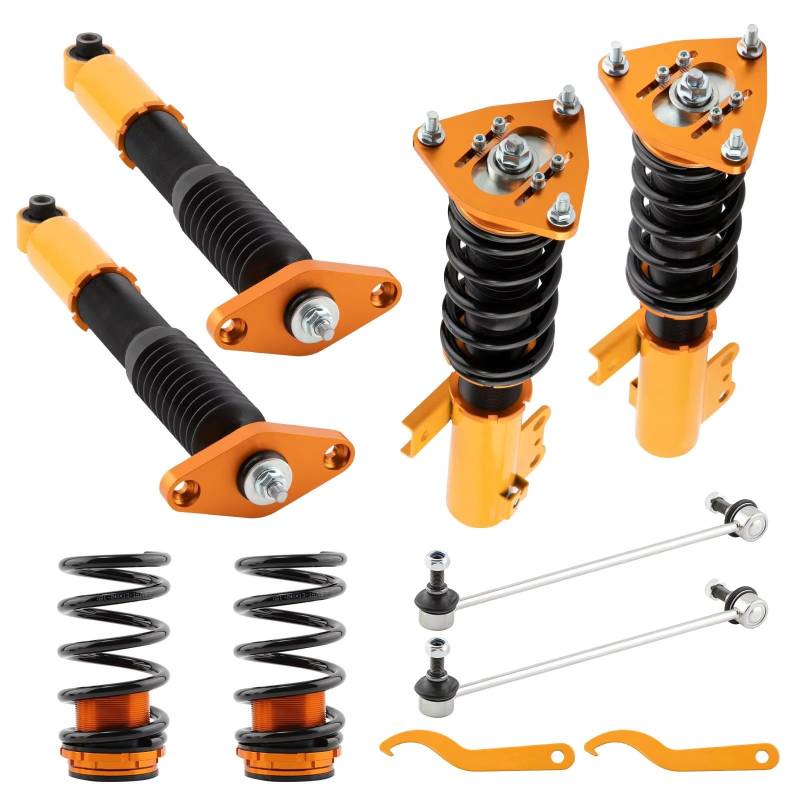 WOLWES Stoßdämpfer Set Kompatibel Mit Hyundai Für Genesis Coupe 2-Türer 2010 2011 2012 2013 2014 2015 2016 Gewindefahrwerk Stoßdämpfer Federbeine Höhenverstellbar Autozubehör von WOLWES