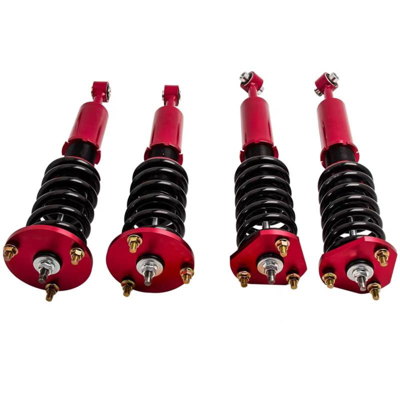WOLWES Stoßdämpfer Set Kompatibel Mit Lexus Für GS300 GS350 RWD 2007 2008 2009 2010 2011 Gewindefahrwerk Federsätze Verstellbare Federbeine Stoßdämpfer Autoteile(Red) von WOLWES