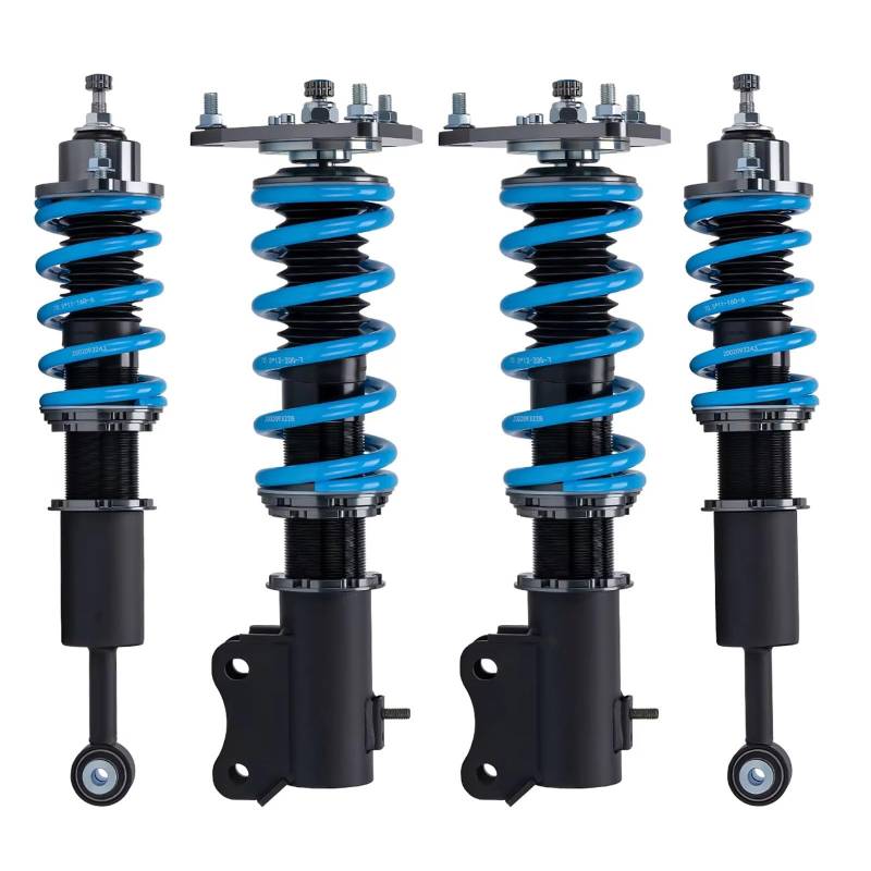 WOLWES Stoßdämpfer Set Kompatibel Mit Mitsubishi Für Lancer Für Evolution 2001 2002 2003 2004 2005 2006 2007 24-Wege-Dämpfer Gewindefahrwerk Stoßdämpfer Autozubehör(Blue) von WOLWES