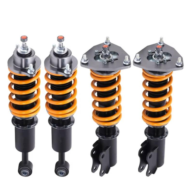 WOLWES Stoßdämpfer Set Kompatibel Mit Mitsubishi Für Lancer Für Evolution 2001 2002 2003 2004 2005 2006 2007 24-Wege-Dämpfer Gewindefahrwerk Stoßdämpfer Autozubehör(Yellow) von WOLWES