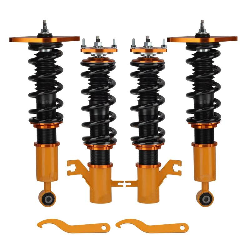 WOLWES Stoßdämpfer Set Kompatibel Mit Nissan Für Sentra B15 Für Sunny N16 2000 2001 2002 2003 2004 2005 2006 Gewindefahrwerke Stoßdämpfer-Kits Aufhängungen Einstellbarer Dämpfer von WOLWES