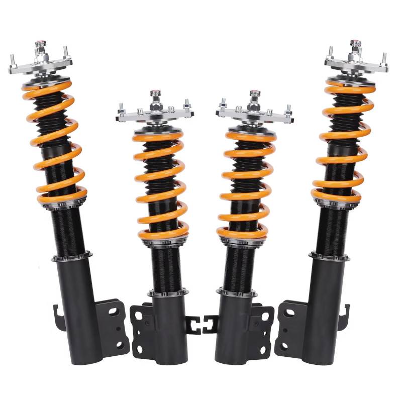 WOLWES Stoßdämpfer Set Kompatibel Mit Subaru Für Forester SF 1998 1999 2000 2001 2002 24 Dämpfungsstufen Tieferlegung Für Street Gewindefahrwerk Stoßdämpfer Aufhängungssatz(Yellow) von WOLWES