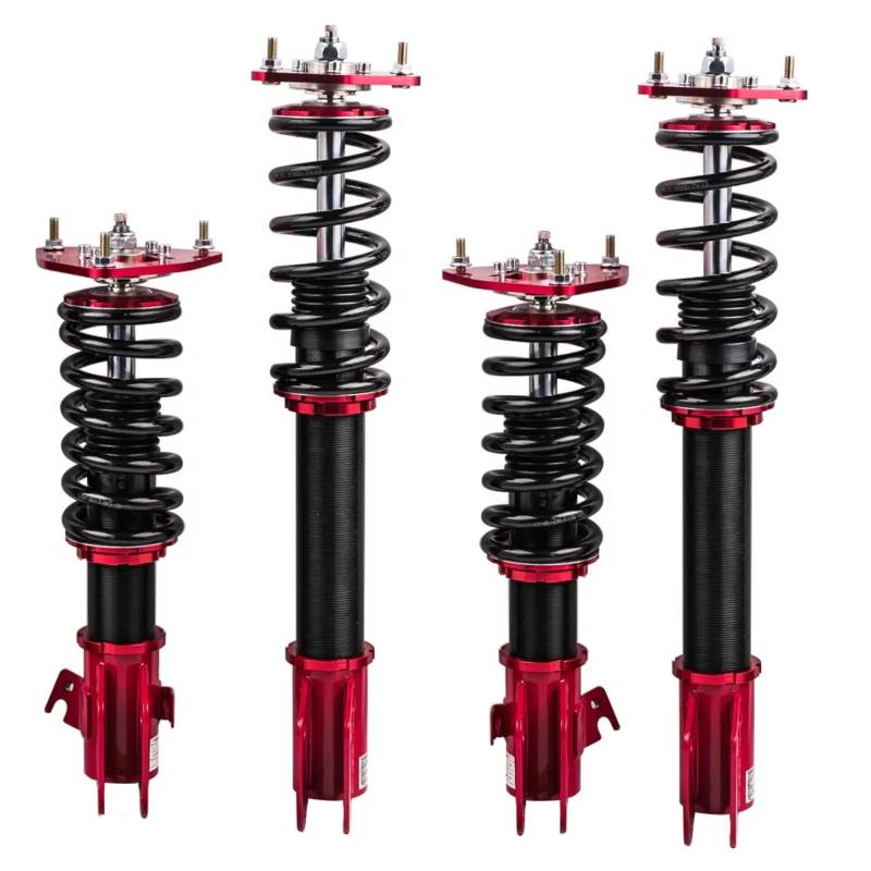 WOLWES Stoßdämpfer Set Kompatibel Mit Subaru Für Impreza Für WRX 2002 2003 2004 2005 2006 2007 ADJ. Dämpfer Gewindefahrwerk Gewindefahrwerk Stoßdämpfer Autozubehör(Red) von WOLWES
