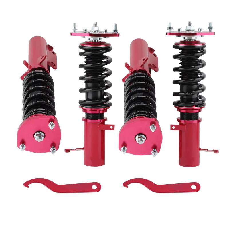 WOLWES Stoßdämpfer Set Kompatibel Mit Toyota Für Corolla E90 E100 E110 AE92 AE101 AE111 Gewindefahrwerk Federbein Gewindefahrwerk Tieferlegungssatz Ersatz-Autoteile(Red) von WOLWES