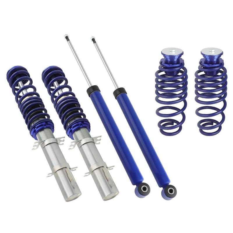 WOLWES Stoßdämpfer Set Kompatibel Mit VW Für Golf Iv 1j1 FWD 1997–2007, Für Beetle 9c1 1c1 FWD 1998–2010, Verstellbare Gewindefahrwerke, Stoßdämpfer, Auto-Zubehör(Blue) von WOLWES