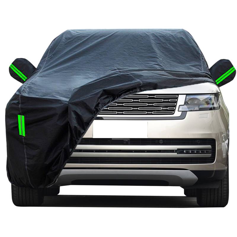 WOLWES wasserdichte Autoabdeckung geeignet für 1970-2024 Land Rover Range Rover,Hagelschutz Autoabdeckung, Outdoor volle Abdeckung Regen, Sonne und UV-Schutz (Color : Black, Size : SV) von WOLWES