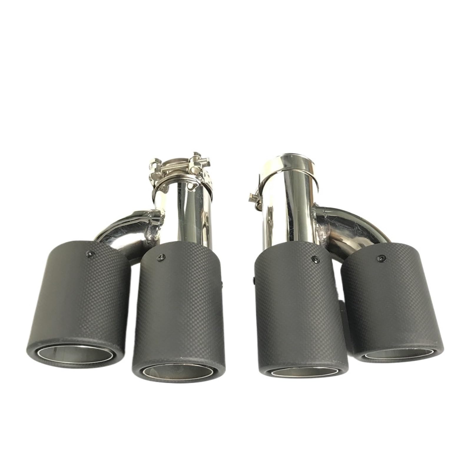 2 PCS Auto Auspuffrohr H Modell Matt Carbon Auspuffanlagen Dual End Tipps Kompatibel for BMW Benz Auspuff Dual Schalldämpfer Schwanz Tipps for AK(63MM IN 89MM Out) von WONOWDQF