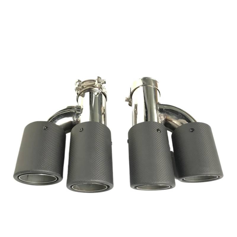 2 PCS Auto Auspuffrohr H Modell Matt Carbon Auspuffanlagen Dual End Tipps Kompatibel for BMW Benz Auspuff Dual Schalldämpfer Schwanz Tipps for AK(63MM IN 89MM Out) von WONOWDQF