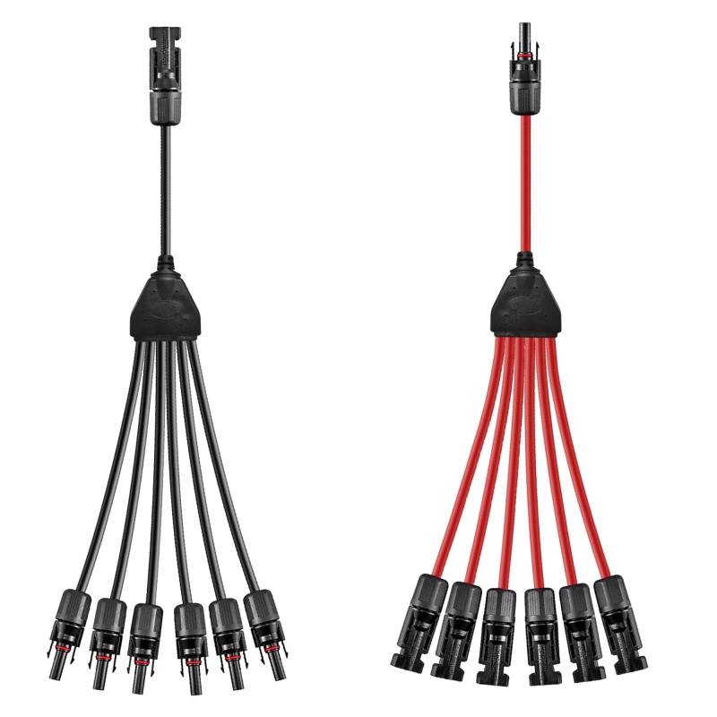 WOODGUILIN Solarkabel Y-Verteiler,1auf 6 Y Kabel Solarpanel 6 mm² Y Solarkabel Stecker Fotovoltaik Kabel Y Stecker,1Y6 Stecker 1 Paar für Solaranlage Solarpanels.(Y Solar 1-6) von WOODGUILIN