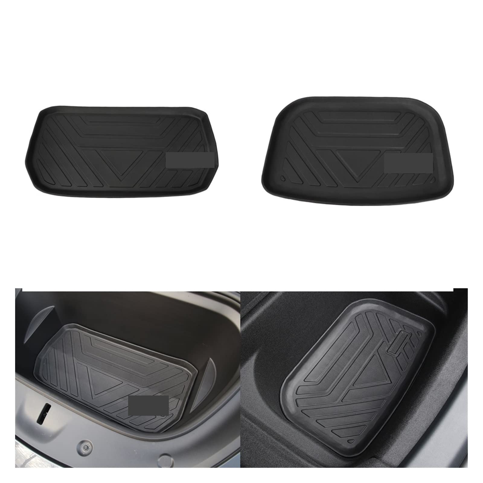 Kofferraummatte Bodenmatte Für Tesla Model Y 2021 2022 ModelY wasserdichte Pads Auto Vorne Hinten Kofferraummatte Aufbewahrungsbox Pad (Farbe : Front and Rear) von WOOFRZ