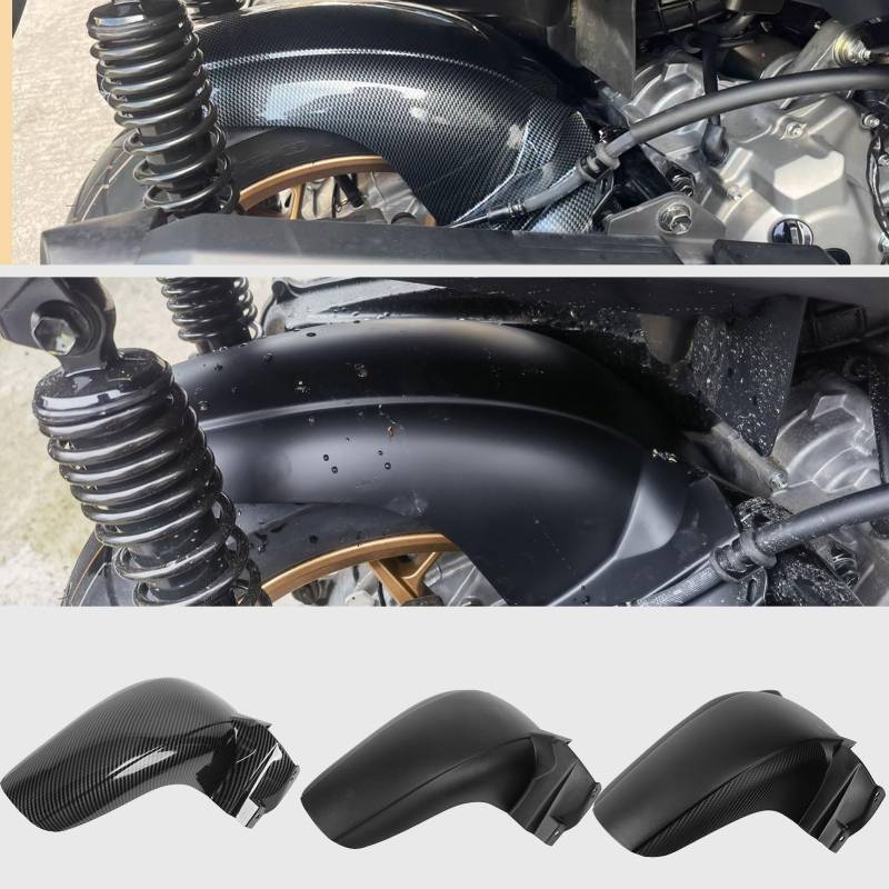 WOOGA Motor zubehör Kunststoff Spritz schutz Motorrad Hinterrad Kotflügel abdeckung compatible with YA&MA&HA XMAX300 X-MAX-300 Zubehör 2017 2018 2019 2020 2021 2022 2023 2024 (Mattschwarz+Carbonoptik) von WOOGA