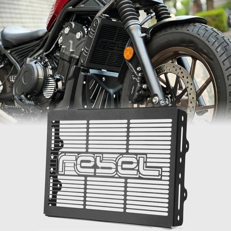 WOOGA Motorrad Kühlergrill Schutzabdeckung Schwarz, passend für Rebel CMX 250, 300, 500 (2017-2024), Edelstahl, Schutz für Kühler, Front- und Seitenschutz, Steinschlagschutz, einfache Installation von WOOGA