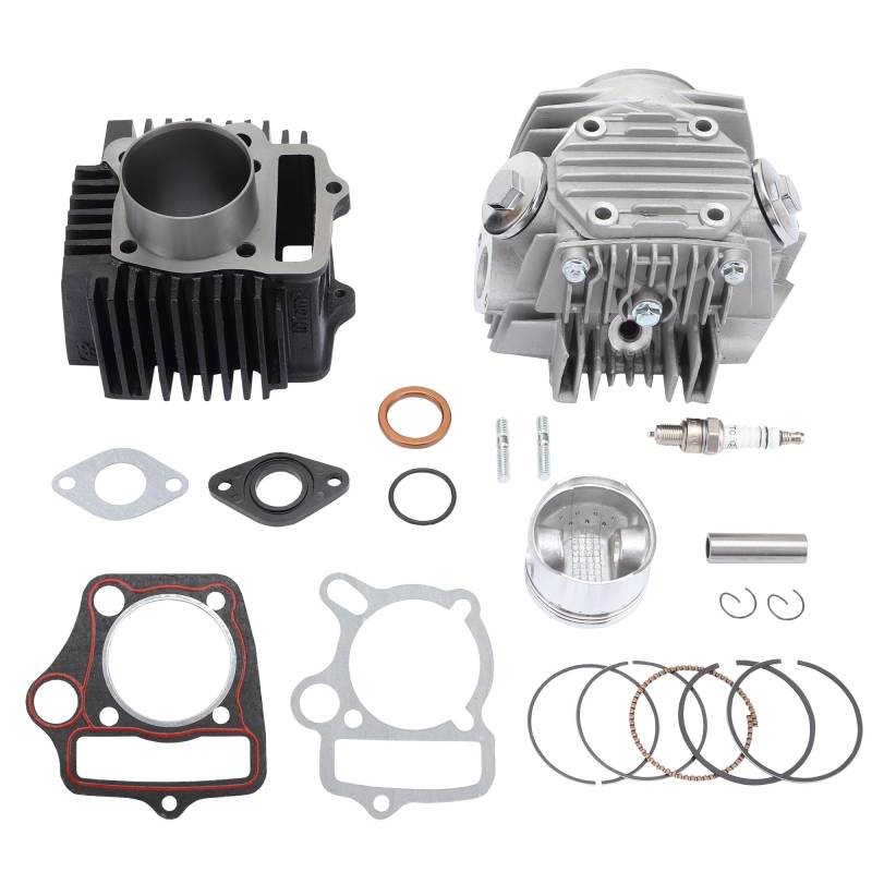 WOOSTAR 52.4mm Big Bore Zylinder und Kopf 66mm Ventile mit Kolbenring Ersatz für 4 Takt 110ccm Chinesischer Taotao Coolster Motor ATV Go Kart Dirtbike von WOOSTAR