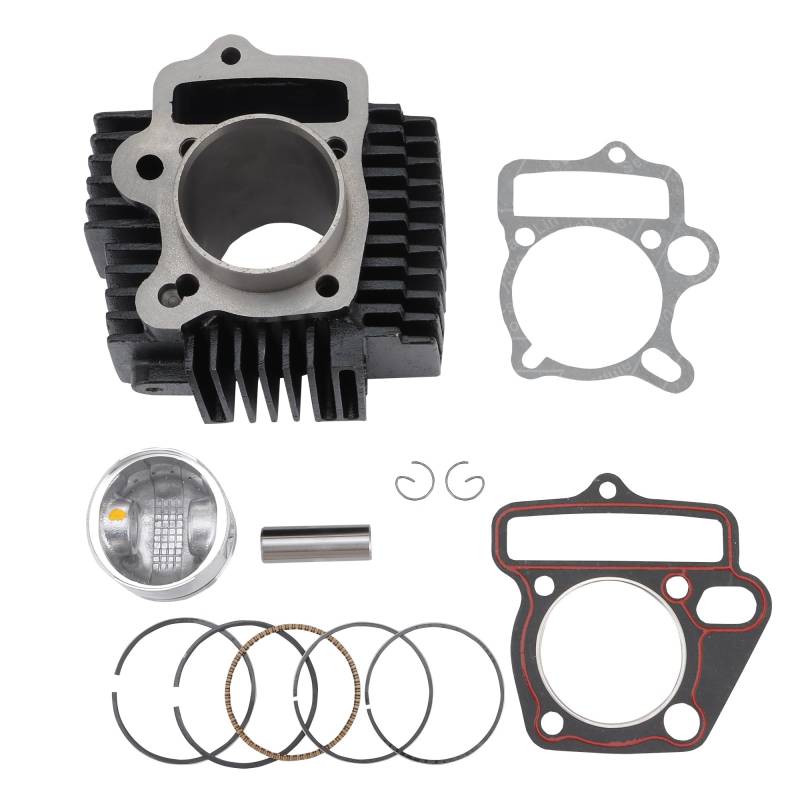 WOOSTAR 52,4mm Eisen Große Bohrung Zylinder mit Kolbenringsatz Ersatz für Lifan 110ccm 125ccm 4 Wheeler Motorrad ATV Quad Go Kart Dirt Pit Bike Dune Buggy von WOOSTAR