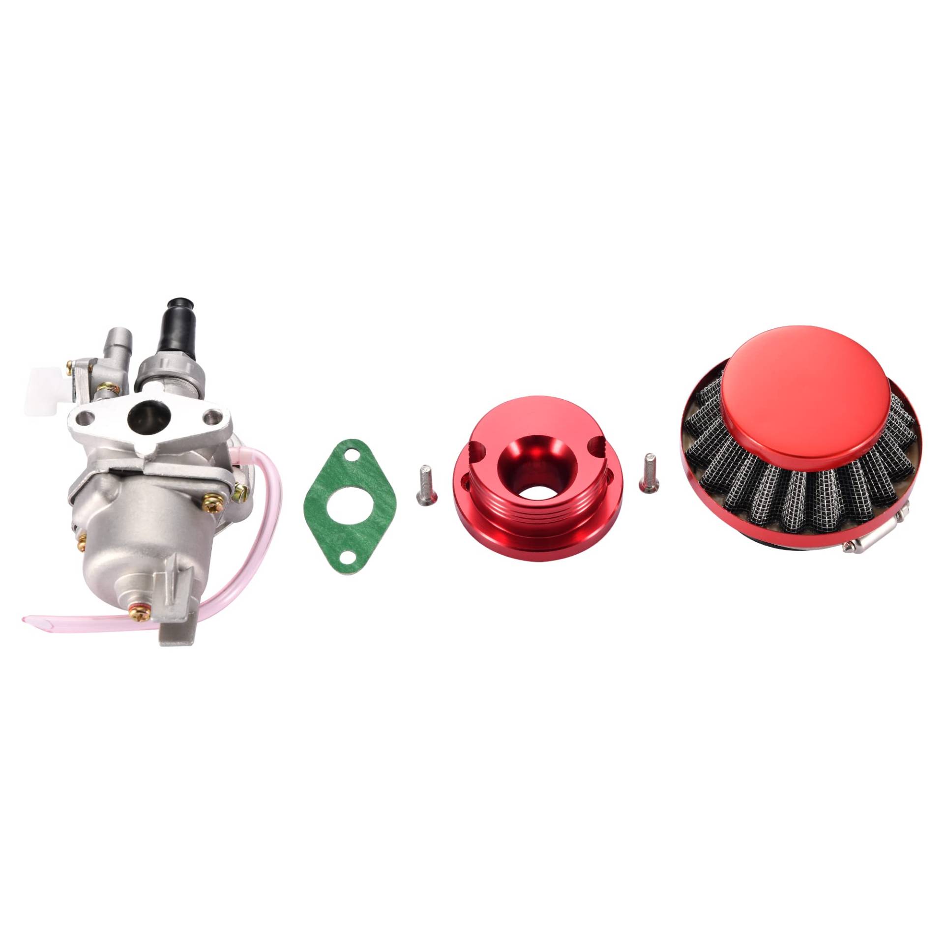 WOOSTAR 13mm Vergaser mit Luftfilter Dichtung Versammlung Ersatz für 2 Hub 43ccm 47ccm 49ccm Mini Pocketbike Chinesisch Quad ATV 4 Wheeler Roller Pinsel Cutter Rot von WOOSTAR