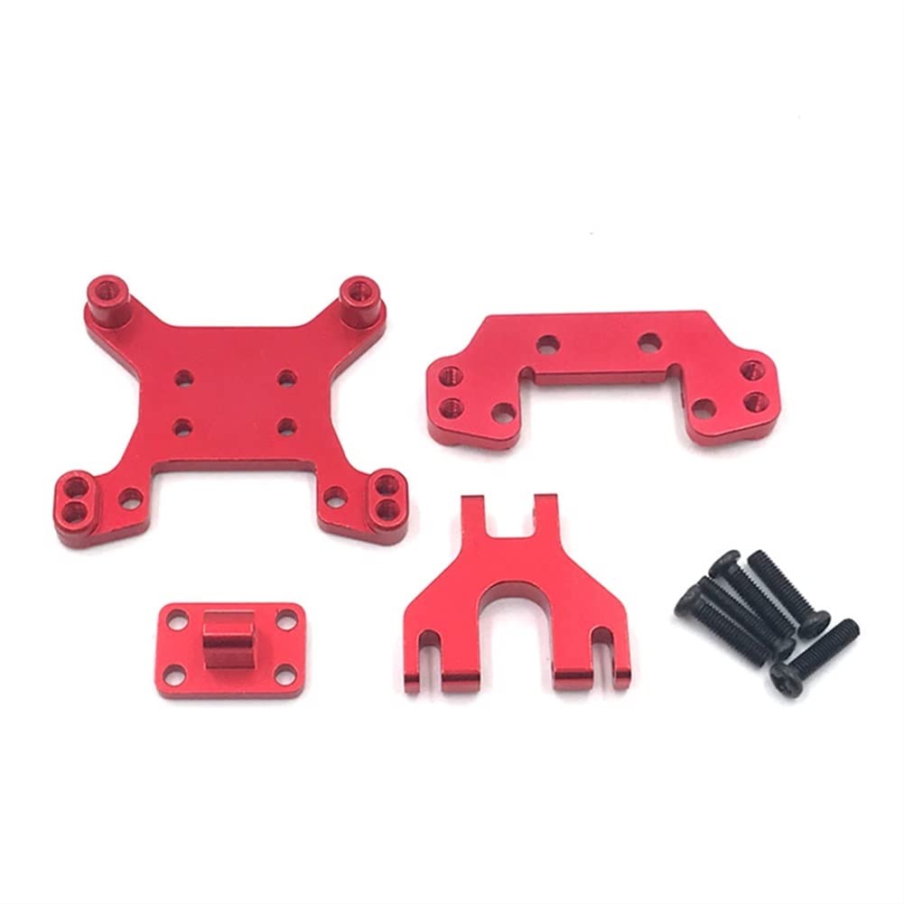 Metall vorne und hinteren Stoßdämpfer -Turm -Mount -Board -Upgrade -Zubehör 112 Rc Autoteile for Wltoys 124016 124018 Ersatzteile Upgrade-Zubehör (Color : Red) von WORKSDUO