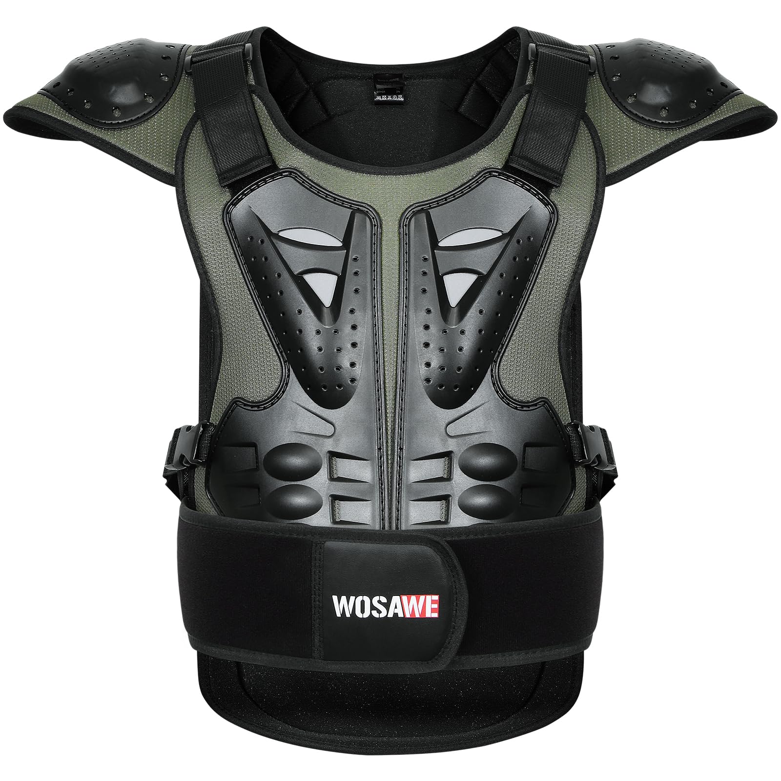 WOSAWE Motorrad Schutz Jacke für Erwachsene, Brustpanzer Racing Guard Rückenprotektoren Schutzausrüstung für Riding Skating Roller Skifahren Snowboard (15 Grün, L) von WOSAWE