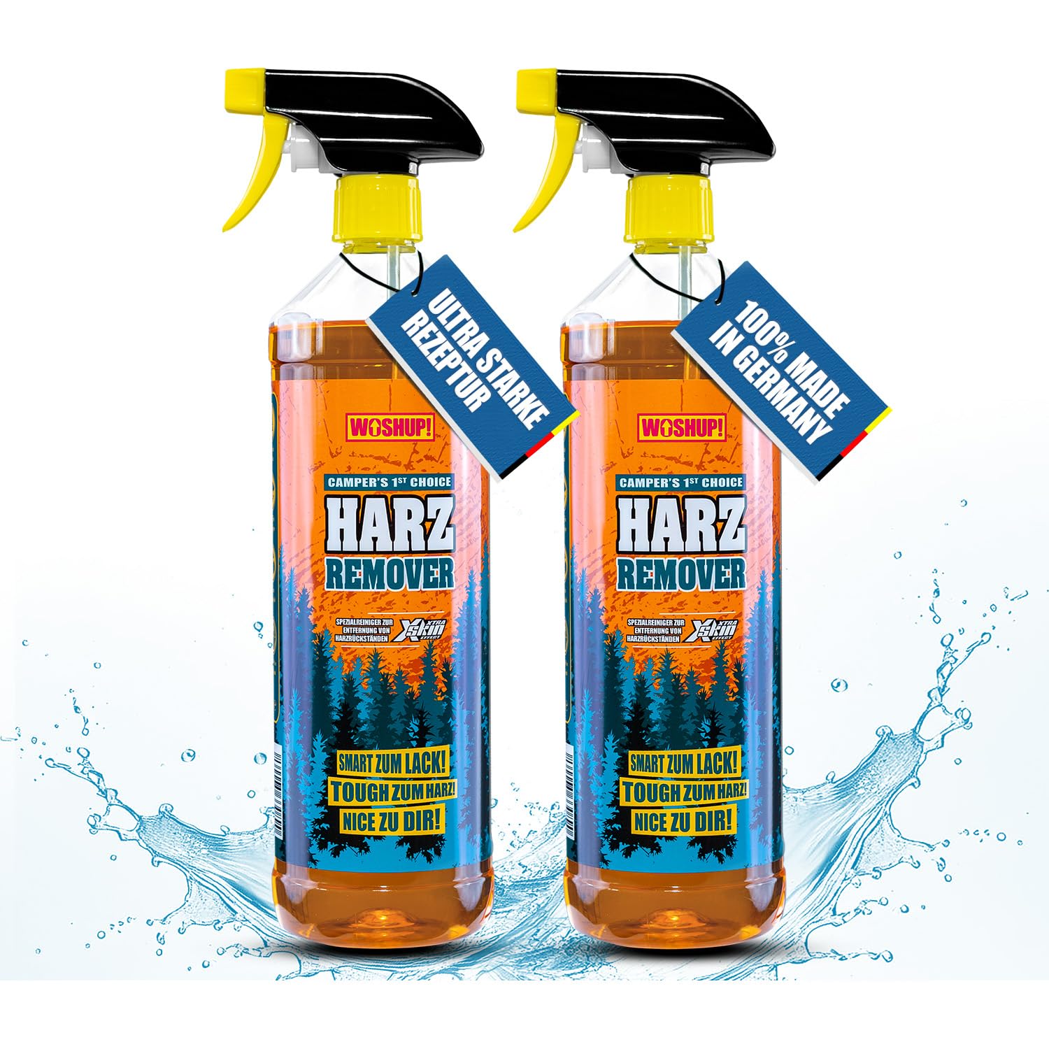 WOSHUP! Harz Remover - 1000 ml -mit Xtra Skin Effect – Harzentferner, Harzlöser für Wohnwagen, Wohnmobil, Camping, Caravan, Vorzelt, Markise, Boot und Zelt. (2x1 Liter) von WOSHUP!