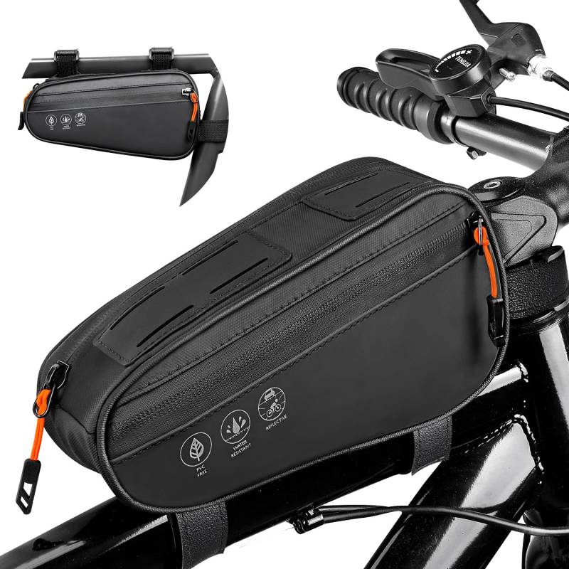 WOTOW Fahrrad Rahmentasche, wasserdichte Fahrrad Dreieck Tasche mit Zwei Seitentaschen, reflektierende Fahrrad Oberrohr Telefon Lagerung Tasche für Straße Mountainbike Radfahren Reisen (1.2L) von WOTOW