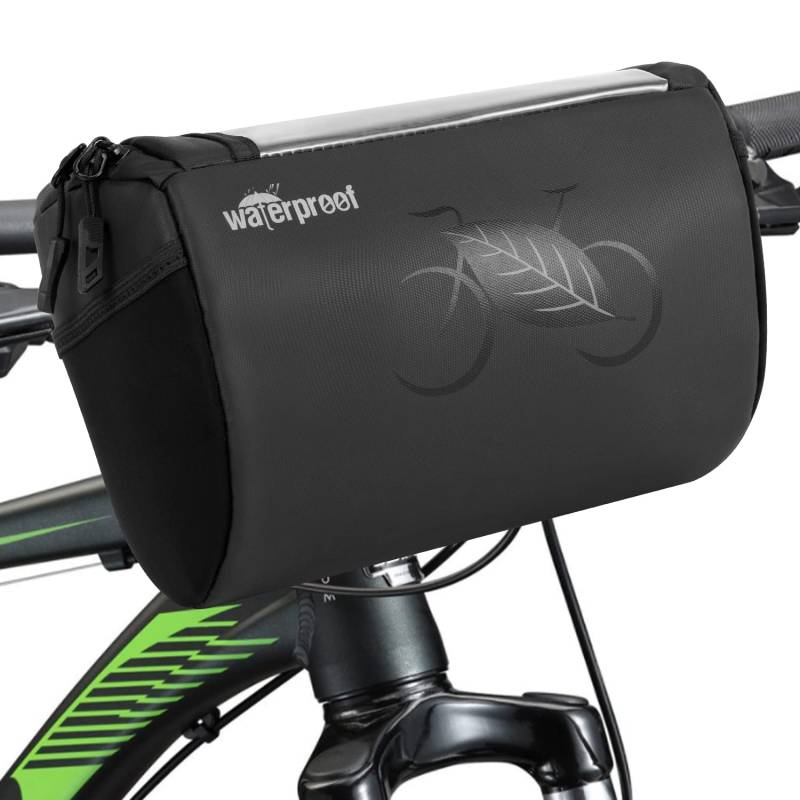 WOTOW Lenkertasche Fahrrad - wasserdichte wetterfeste Fahrradtasche Lenker vorne reflektierende Fahrradlenkertasche mit transparentem wasserdichtem Touchscreen für Gravelbike MTB Rennrad von WOTOW