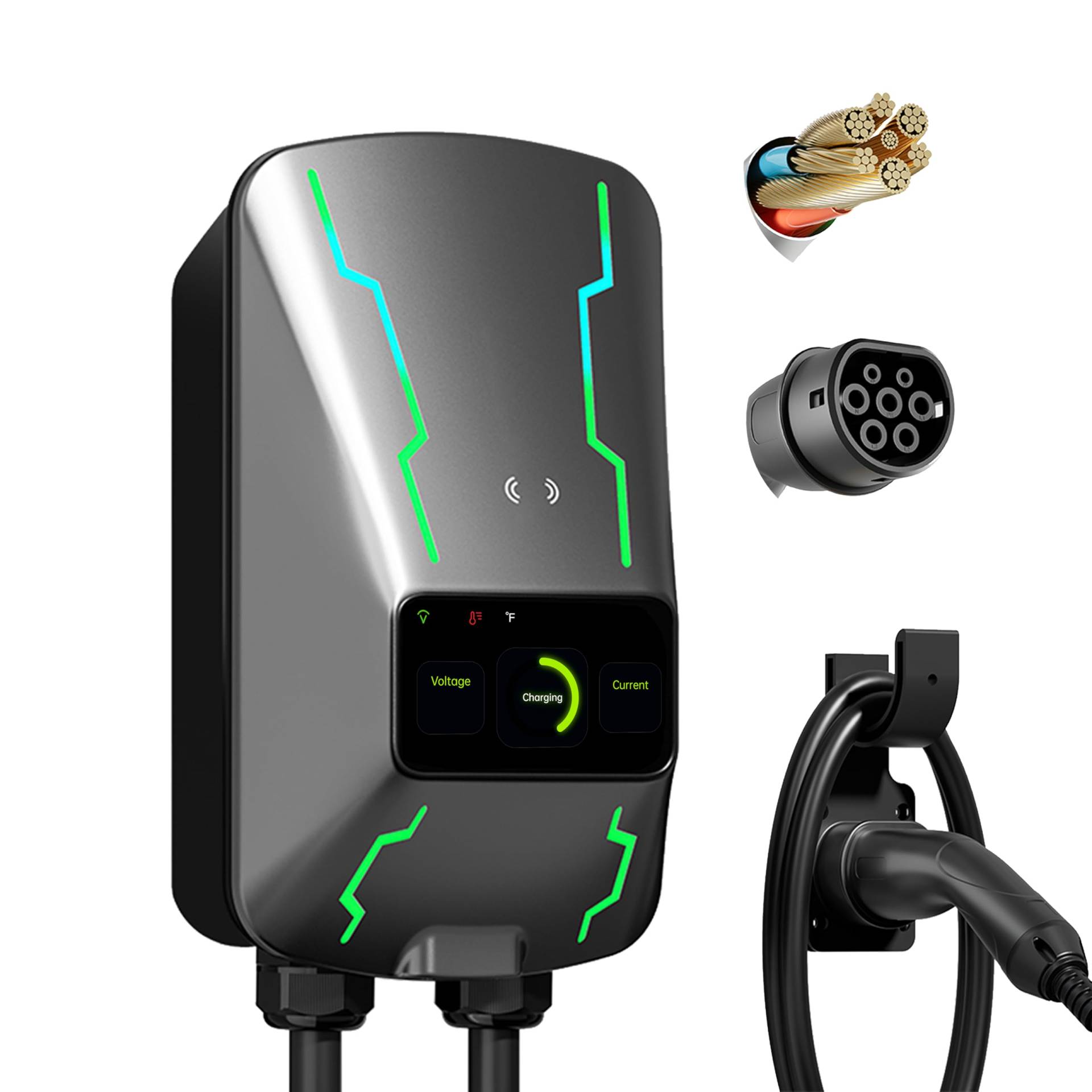 WOUEJ Typ 2 Ladekabel 7kW mit CEE Stecker, Heimladestation für Elektroautos (32A, 5m) - Schnellladen Tragbares EV-Ladekabel, IP66 Wasserdicht, App-Steuerung, Kompatibel mit Allen gängigen E-Autos von WOUEJ