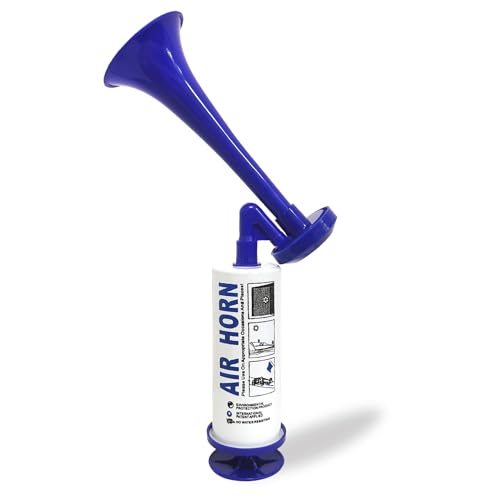 Metall Fanfare Luftdruck, Air Horn Extrem Laut, Wiederverwendbare Stadionhorn, Marine und Sport Pumpe Signalhorn (Blau) von WOUMON