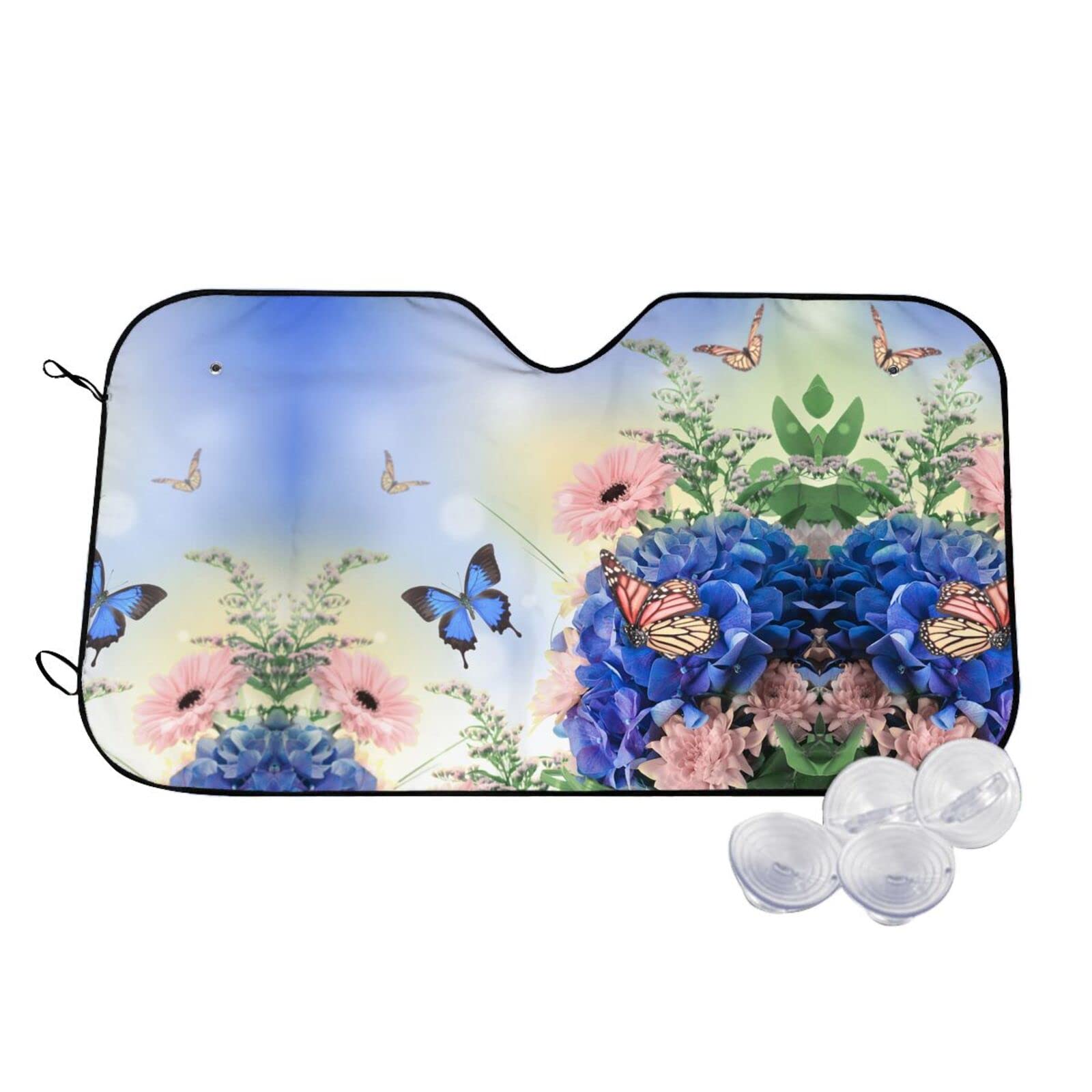 Auto-Sonnenschutz mit Blumen-Schmetterling-Motiv, Sonnenschutz, Isolierung, Windschutzscheibe, hält das Fahrzeug kühl, Sonnenschutz für Auto, Van, LKW, SUV Auto-Sonnenschutz mit Blumen-Schmetterling-Motiv, Sonnenschutz, Isolierung, Windschutzscheibe, hält das Fahrzeug kühl, Sonnenschutz für Auto, Van, LKW, SUV von WOWBED