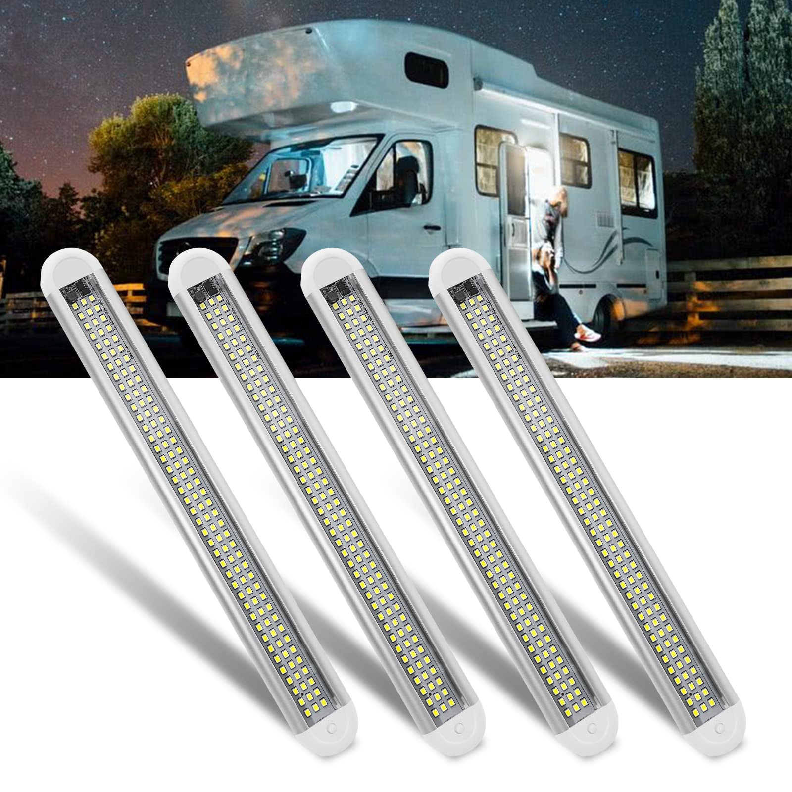 WOWLED 4X 120 LED Innenbeluchtung, 12V LED Leiste mit ON/Off Schalter, 12V LED Lampe Leuchte Innenlichtleiste, LED RV Deckenleuchte Dachbeleuchtung, Auto Leuchtstofflampe für Auto Wohnmobil Van Bus WOWLED 4X 120 LED Innenbeluchtung, 12V LED Leiste mit ON/Off Schalter, 12V LED Lampe Leuchte Innenlichtleiste, LED RV Deckenleuchte Dachbeleuchtung, Auto Leuchtstofflampe für Auto Wohnmobil Van Bus von WOWLED