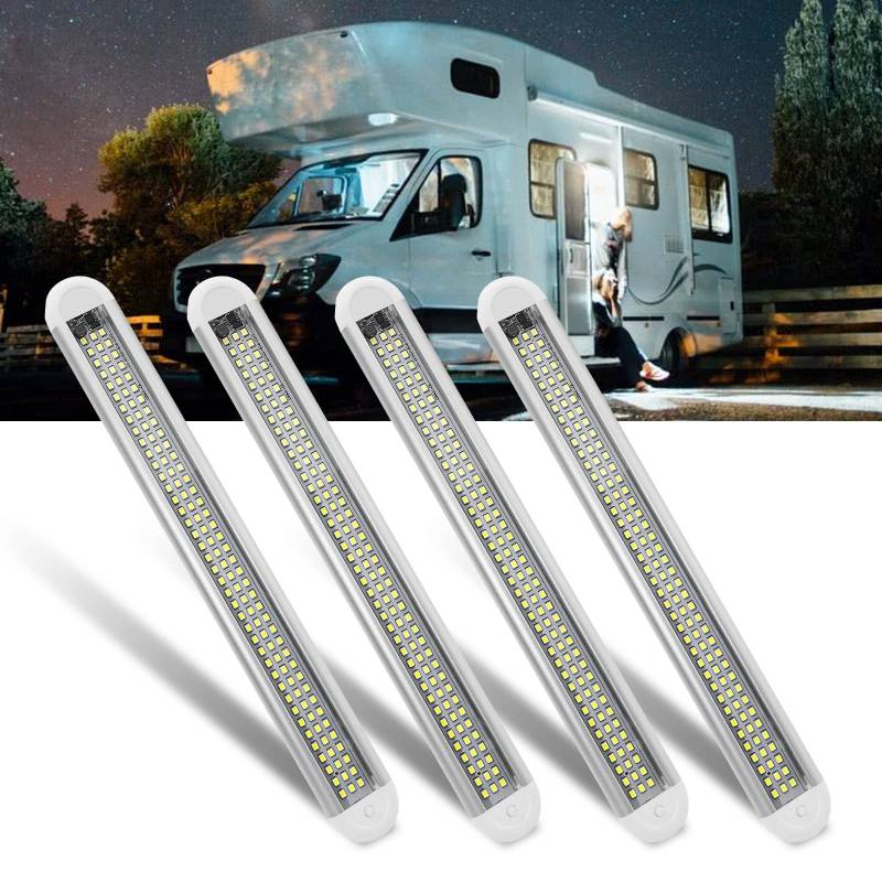 WOWLED 4X 120 LED Innenbeluchtung, 12V LED Leiste mit ON/Off Schalter, 12V LED Lampe Leuchte Innenlichtleiste, LED RV Deckenleuchte Dachbeleuchtung, Auto Leuchtstofflampe für Auto Wohnmobil Van Bus von WOWLED