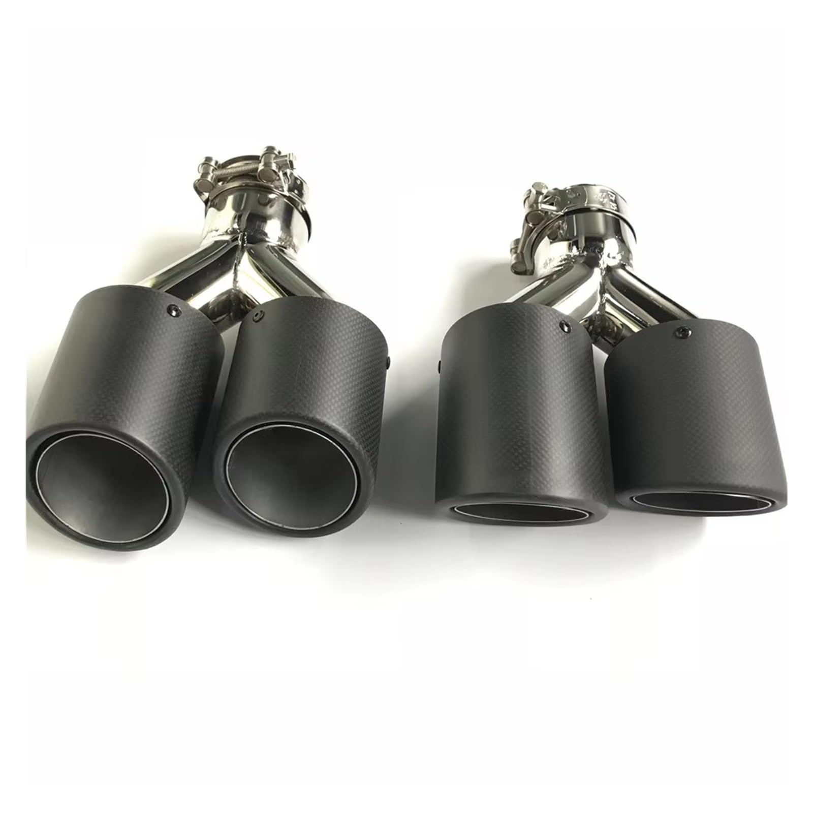 Auspuffblende Auto EIN Paar Links Und Rechts Im Y-Stil Doppel-Carbonfaser-Edelstahl Universelle Auto-Auspuffspitze Doppelschalldämpferspitze Schalldämpfer Spitze(ID 70MM-OD 76MM) von WPHLYZ