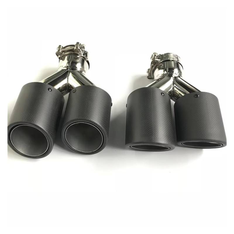 Auspuffblende Auto EIN Paar Links Und Rechts Im Y-Stil Doppel-Carbonfaser-Edelstahl Universelle Auto-Auspuffspitze Doppelschalldämpferspitze Schalldämpfer Spitze(ID 70MM-OD 76MM) von WPHLYZ