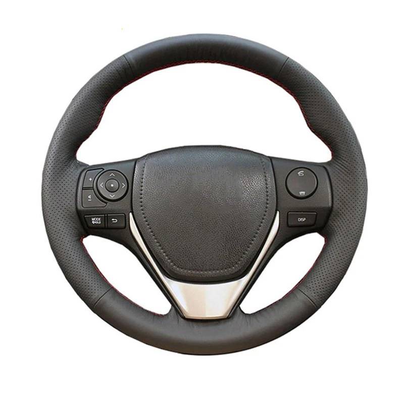 Lenkradhüllen Künstliche Leder Auto Lenkrad Abdeckung Zubehör Für Toyota Für Rav4 2013 2014 2015 Lenkradbezug(Black line) von WPHLYZ