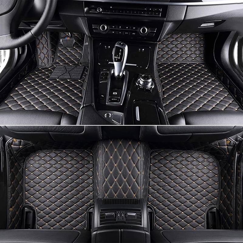 Auto Leder FußMatte FüR Jeep Compass 2021-2024, Wasserdicht Tragen Anti rutschfest Matte Nach Maß Leder Vorne Und Hinten AutozubehöR, Black Beige von WPNCIMDA