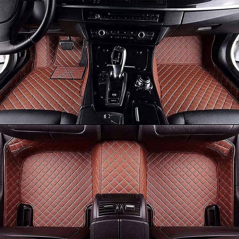 Auto Leder FußMatte FüR Lexus NX 350H 2021, Wasserdicht Tragen Anti rutschfest Matte Nach Maß Leder Vorne Und Hinten AutozubehöR, Brown von WPNCIMDA