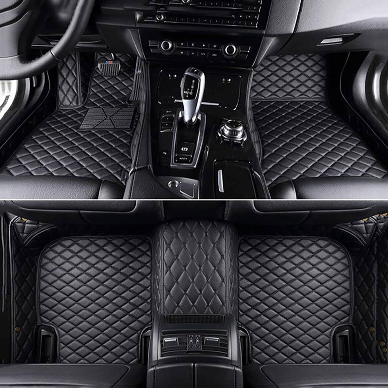 Auto Leder FußMatte FüR Renault Koleos 2017-2020, Wasserdicht Tragen Anti rutschfest Matte Nach Maß Leder Vorne Und Hinten AutozubehöR,Black von WPNCIMDA