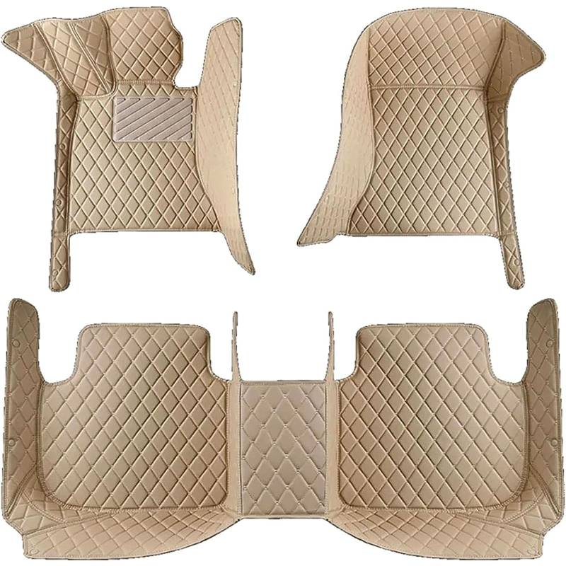 Auto Leder FußMatte FüR Volvo V90 Cross Country 2017-2022, Wasserdicht Tragen Anti rutschfest Matte Nach Maß Leder Vorne Und Hinten AutozubehöR, Beige von WPNCIMDA
