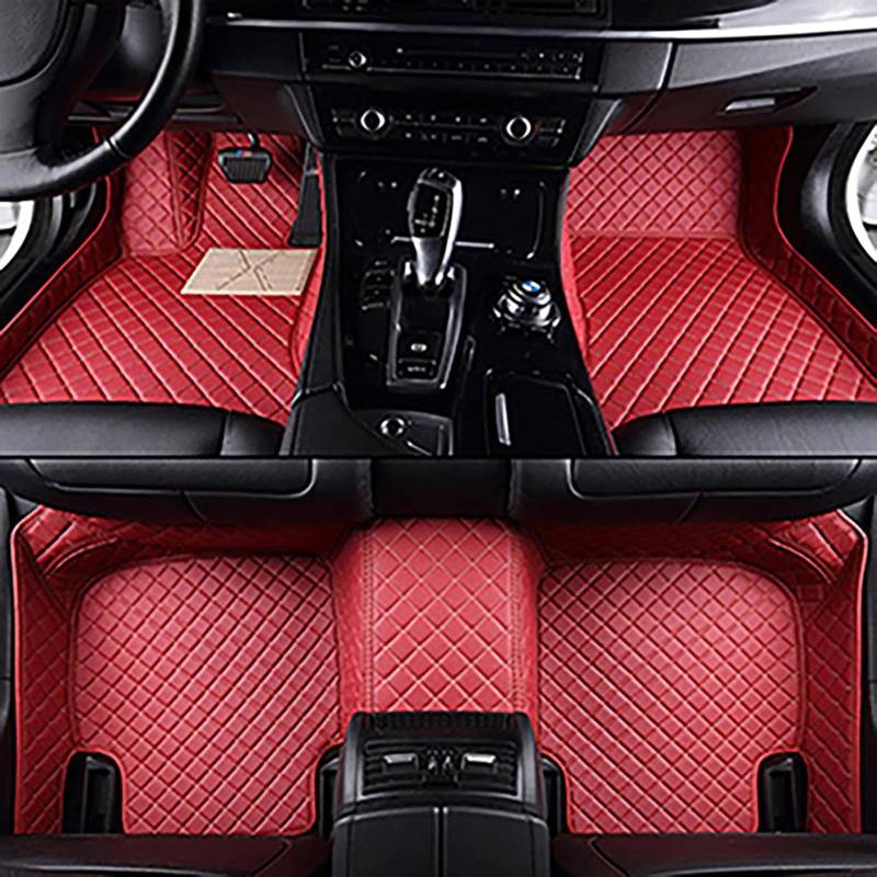 Auto Leder FußMatte FüR Volvo XC40 2019-2025, Wasserdicht Tragen Anti rutschfest Matte Nach Maß Leder Vorne Und Hinten AutozubehöR, Red von WPNCIMDA