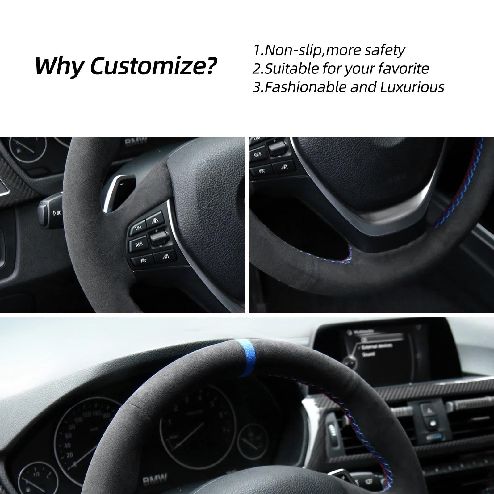 Handgenähte Alcantara-Lenkradhülle, kompatibel mit BMW M Sport F20 F21 F22 F23 F30 F31 F32 F33 F34 F36 Handgenähte Alcantara-Lenkradhülle, kompatibel mit BMW M Sport F20 F21 F22 F23 F30 F31 F32 F33 F34 F36 von WQKRBMGU