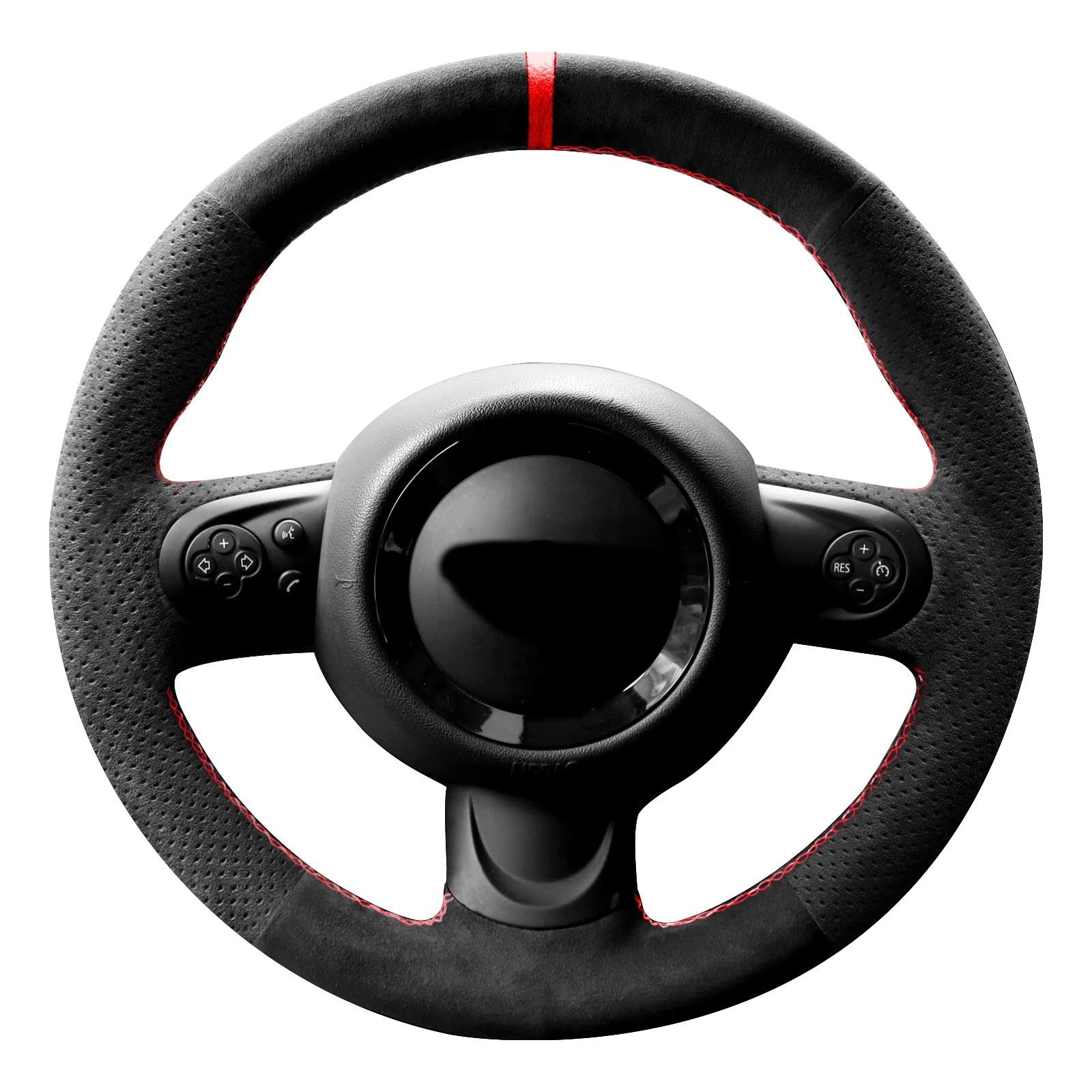 WQKRBMGU Handgenähte Alcantara-Lenkradhülle, kompatibel mit Mini Cooper/Cooper S One, 38 cm Durchmesser, Mikrofaser-Leder WQKRBMGU Handgenähte Alcantara-Lenkradhülle, kompatibel mit Mini Cooper/Cooper S One, 38 cm Durchmesser, Mikrofaser-Leder von WQKRBMGU