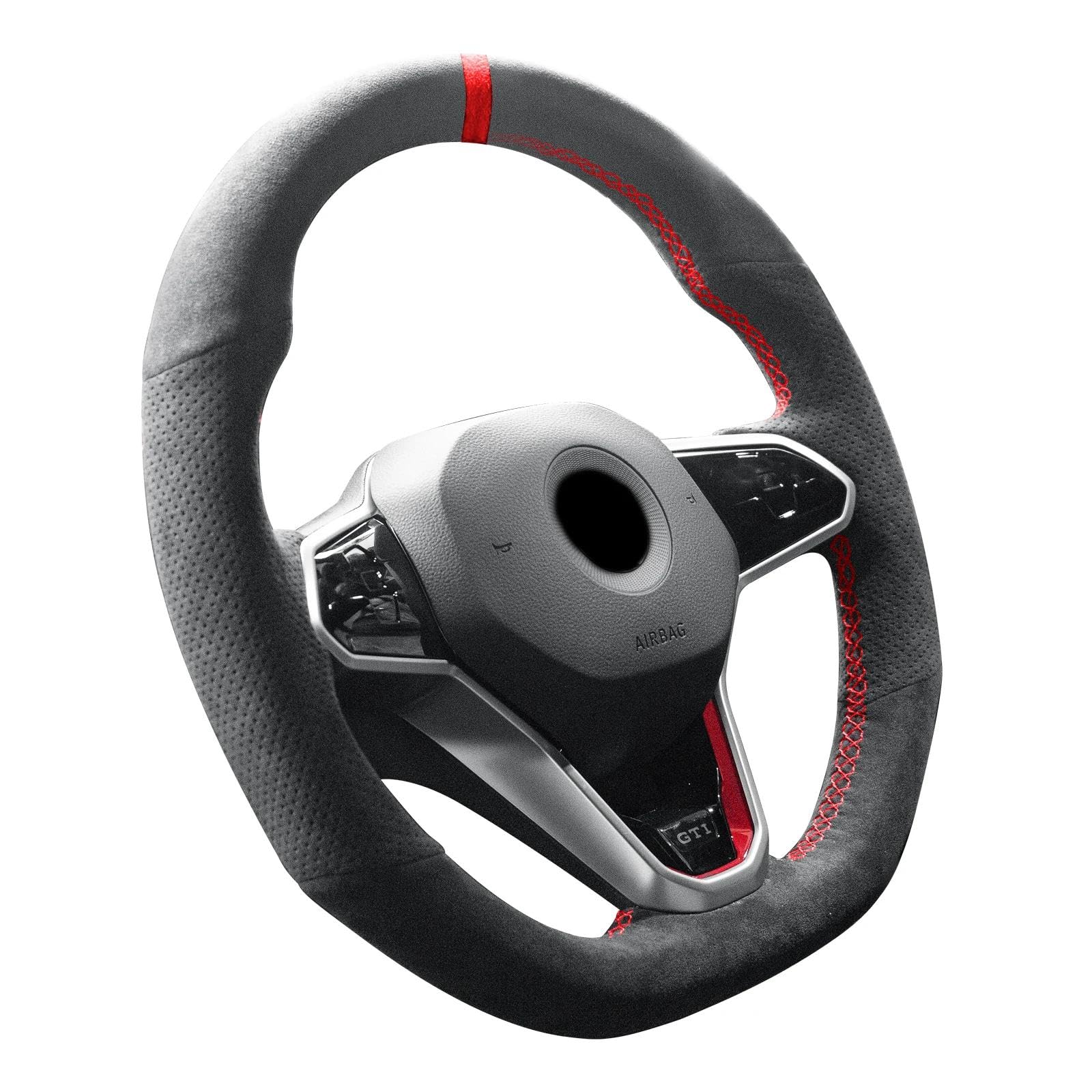 WQKRBMGU Handgenähte Alcantara-Lenkradhülle, kompatibel mit Volkswagen Golf 8 MK8 GTI Golf GTE 2020 2021 WQKRBMGU Handgenähte Alcantara-Lenkradhülle, kompatibel mit Volkswagen Golf 8 MK8 GTI Golf GTE 2020 2021 von WQKRBMGU