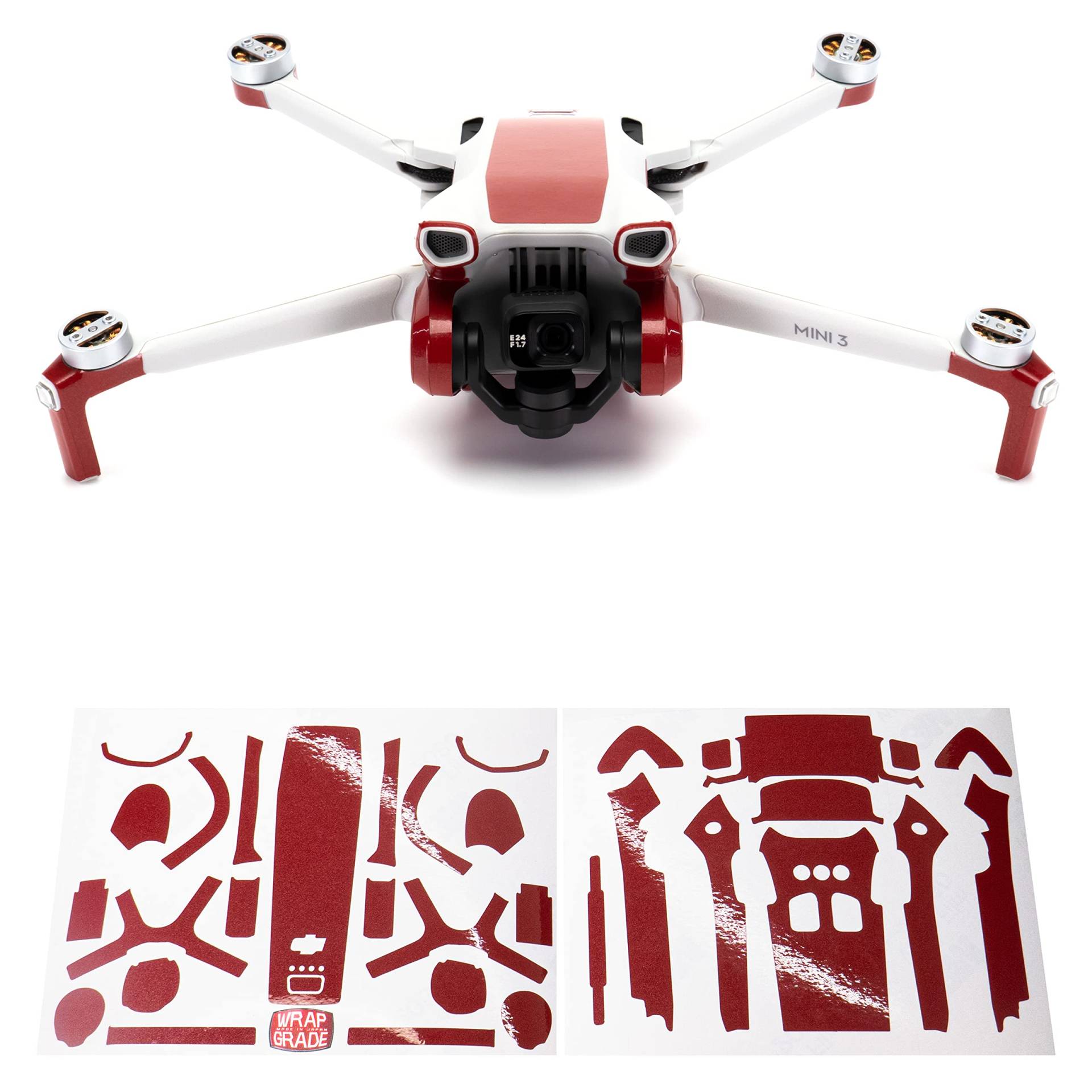 WRAPGRADE Skin Kompatibel mit DJI Mini 3 | Accent Color (Japan RED) von WRAPGRADE