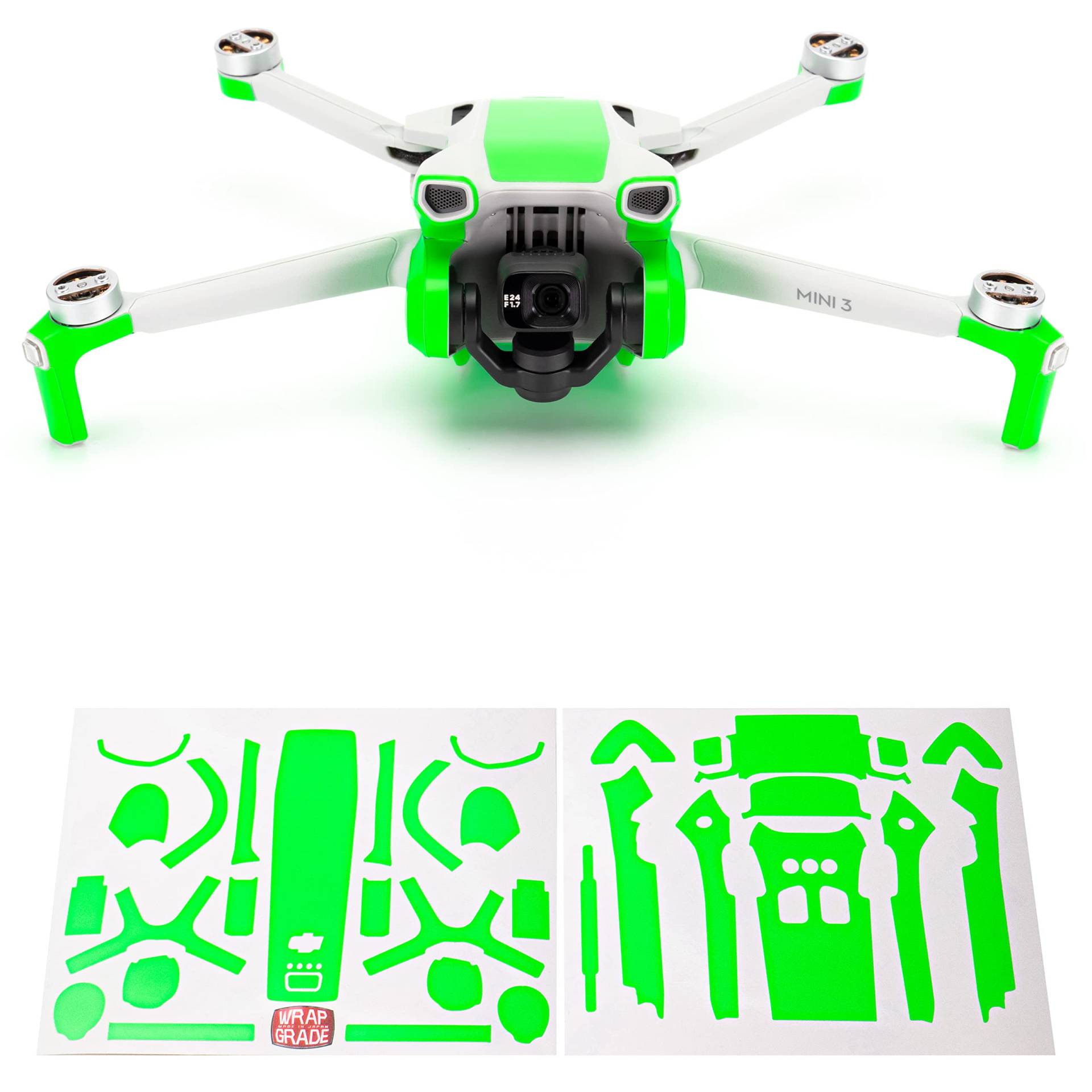 WRAPGRADE Skin Kompatibel mit DJI Mini 3 | Accent Color (NEON GREEN) von WRAPGRADE