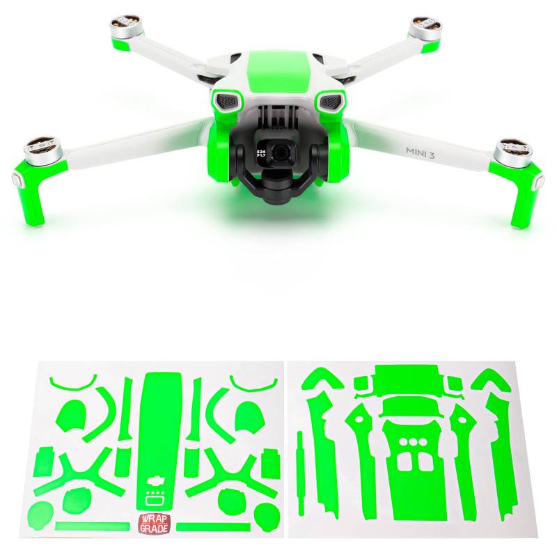 WRAPGRADE Skin Kompatibel mit DJI Mini 3 | Accent Color (NEON GREEN) von WRAPGRADE