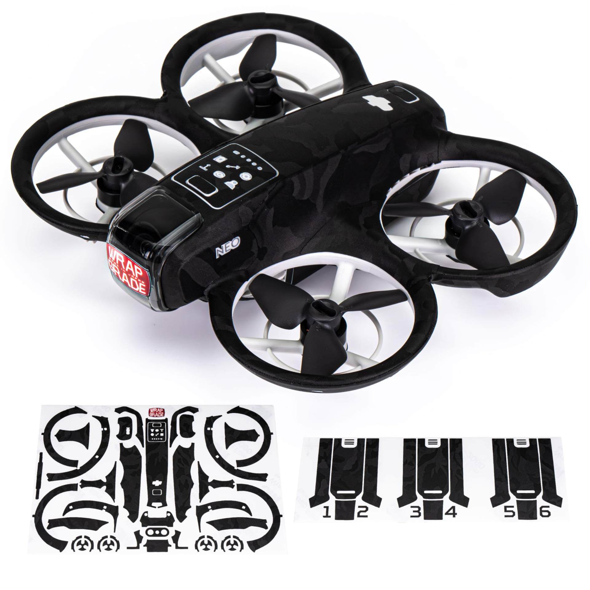 WRAPGRADE Skin Kompatibel mit DJI NEO (Black Bumpy Camo) von WRAPGRADE