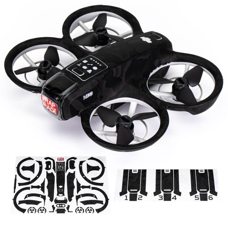 WRAPGRADE Skin Kompatibel mit DJI NEO (Black Bumpy Camo) von WRAPGRADE