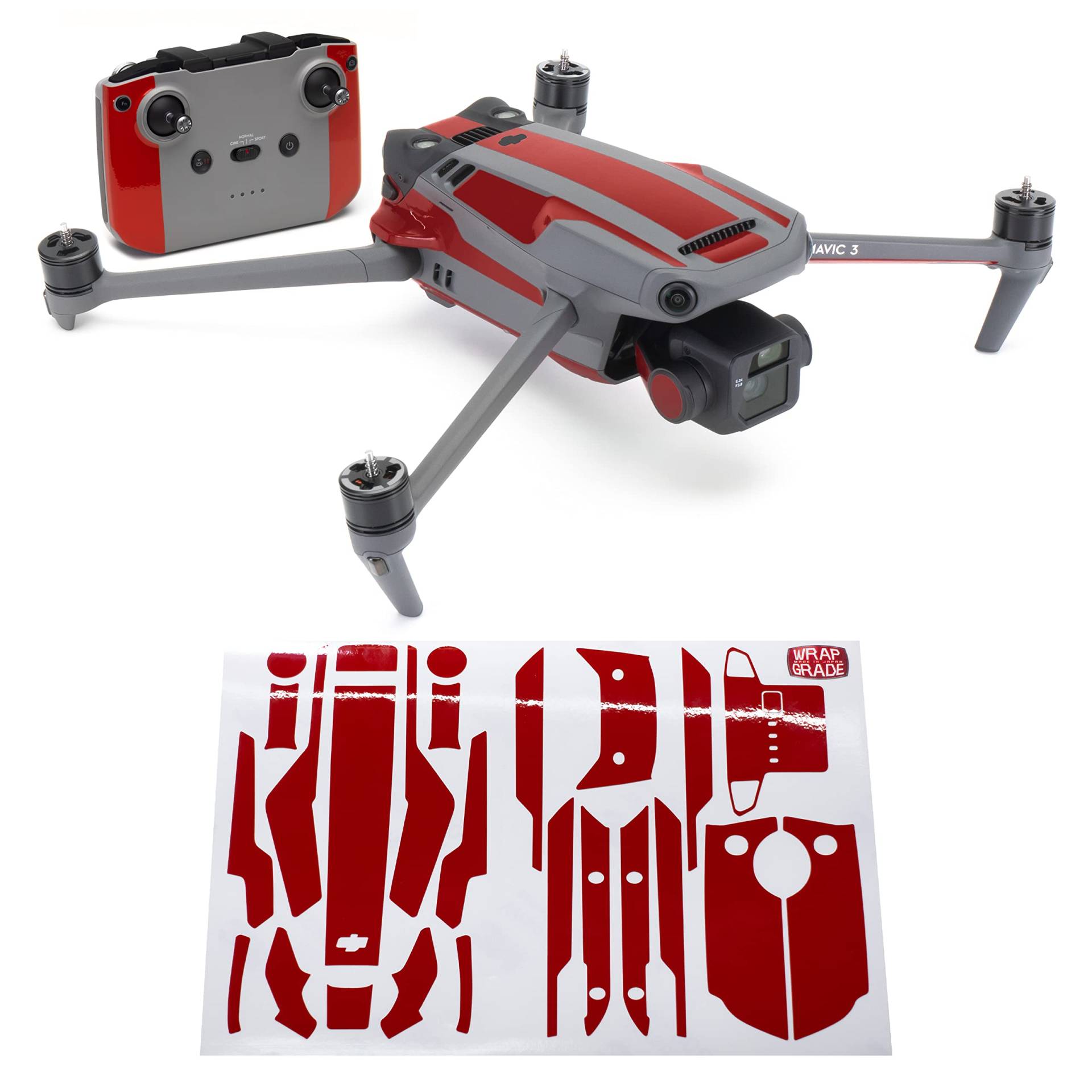 WRAPGRADE Skin Kompatibel mit Mavic 3 / Mavic 3 Classic | Accent Color (SUPER RED) von WRAPGRADE