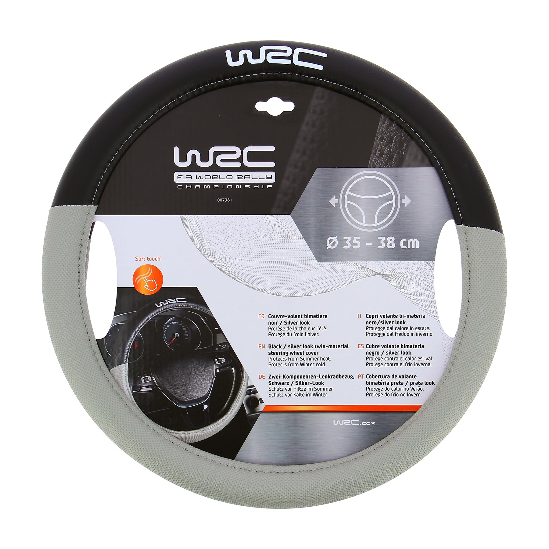 WRC 007381 2-Komponenten-Lenkradhülle (Bezug), Schwarz-Silber Look von WRC